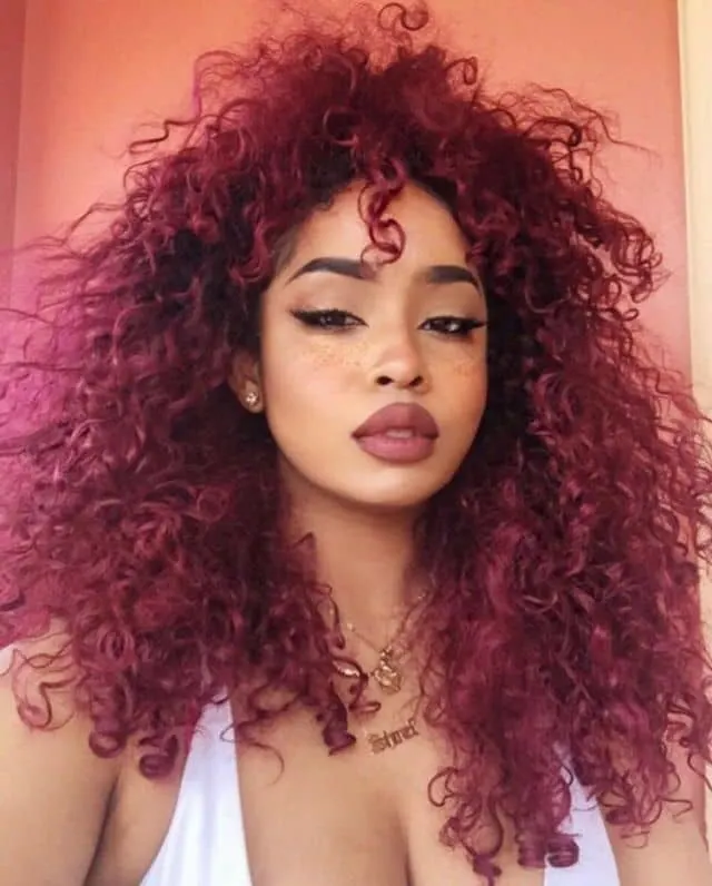  Fire red curly hairstyle for black girl