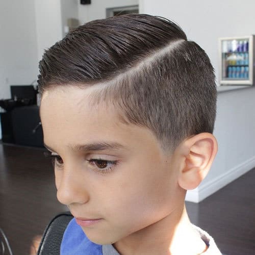 9 year old boy's Slicked Back Hair with Hard Part
