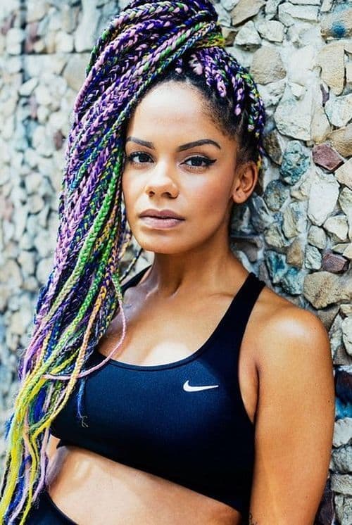 multi color Box Braids hairstyle for women 