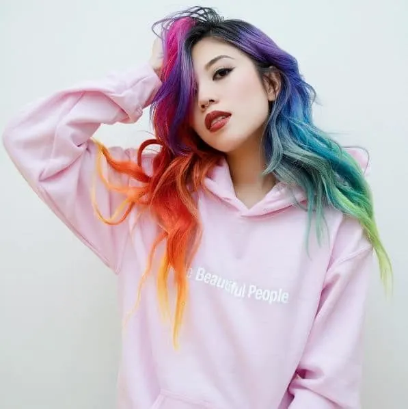 Rainbow Multicolored Hairstyles foe girl