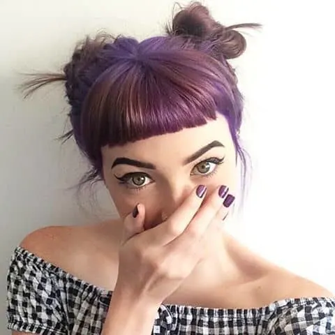 Double Buns With Short Bangs