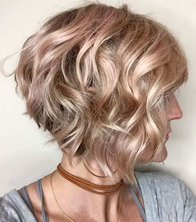 wavy a-line bob with bangs