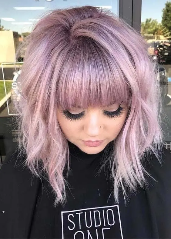 pastel a-line bob with bangs