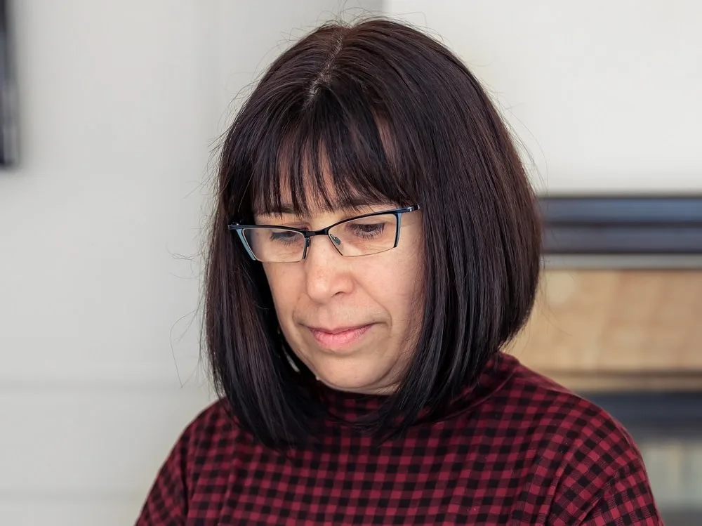 A-line bob for over 50 with glasses