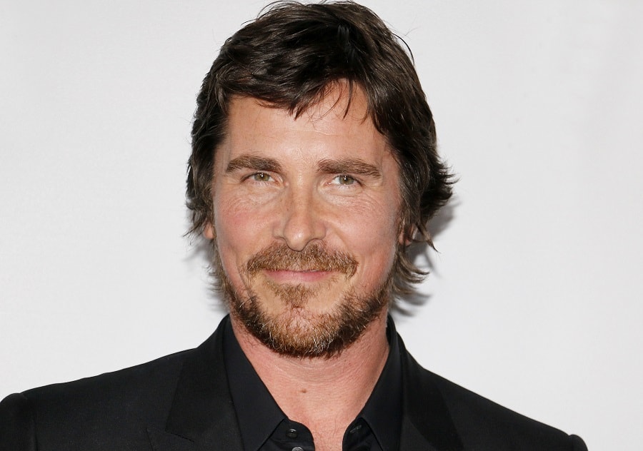 Actor Christian Bale with Medium Hair