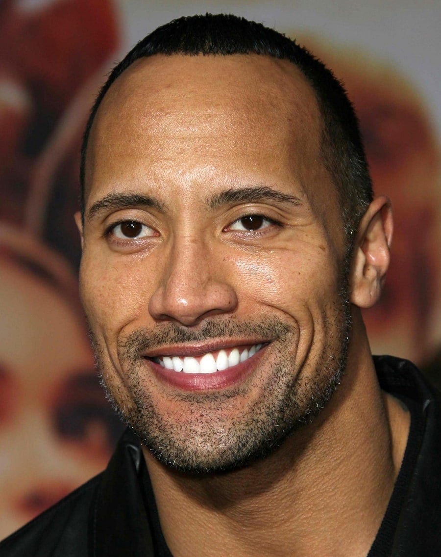 Actor Dwayne Johnson With Buzz Cut