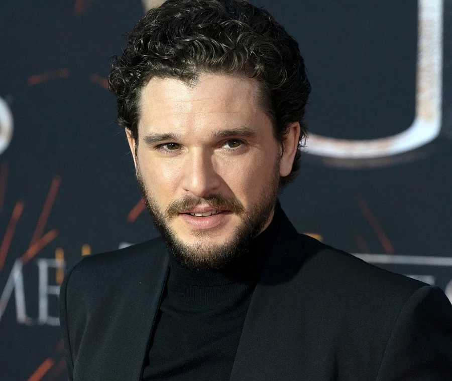 Actor Kit Harington With Curly Hair