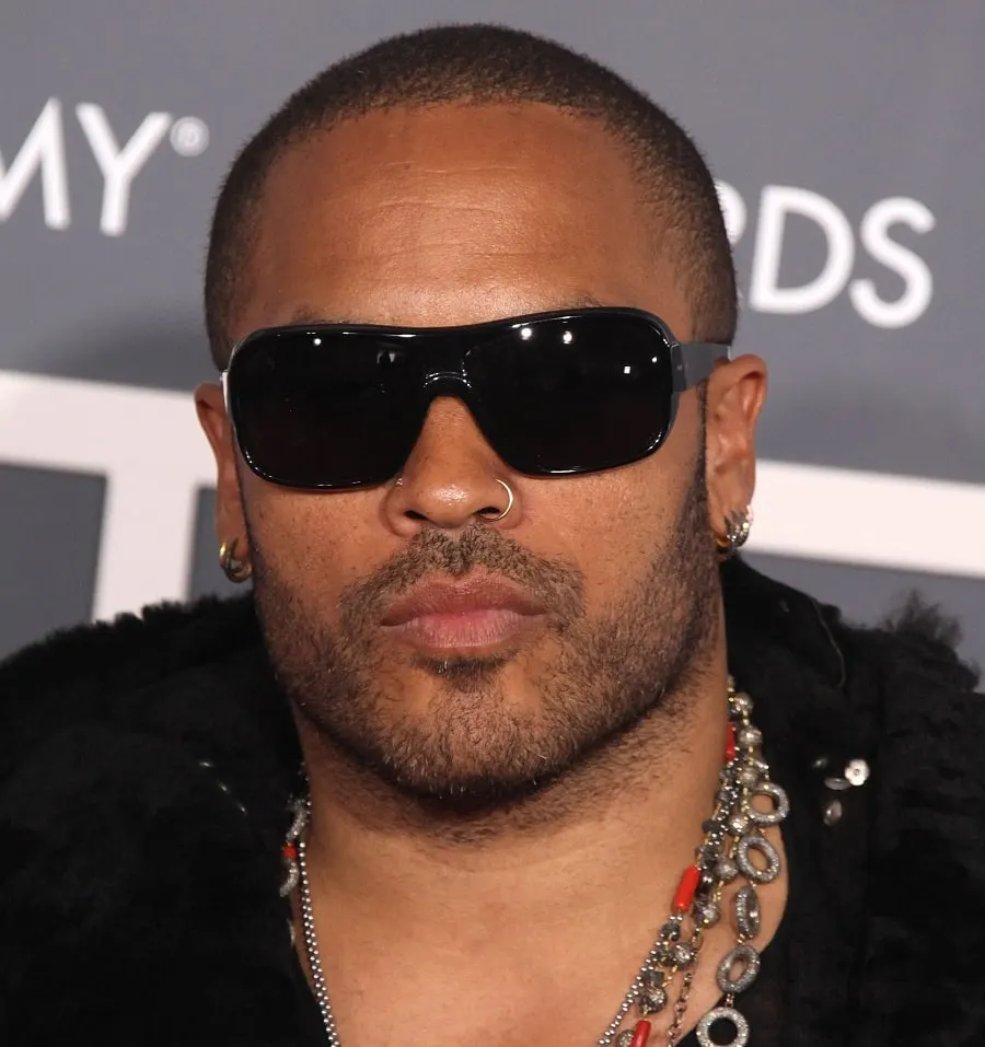 Actor Lenny Kravitz With Buzz Cut