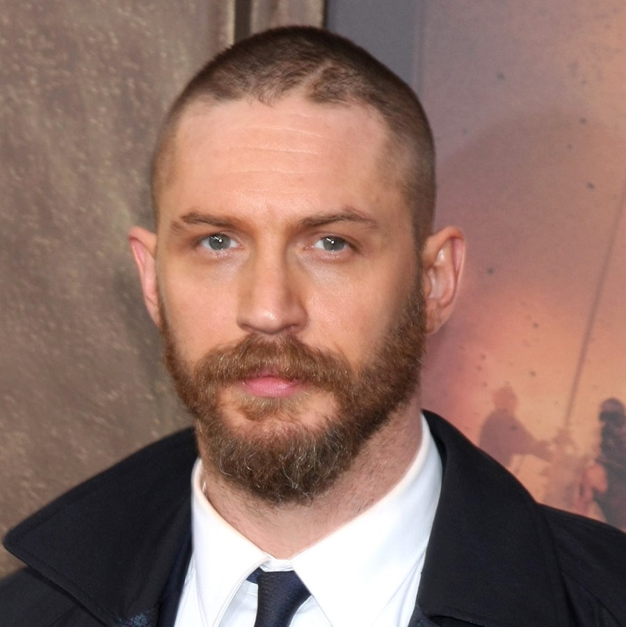 Actor Tom Hardy With Buzz Cut