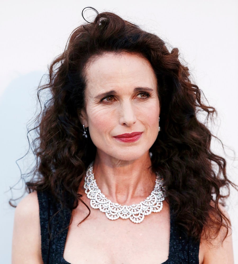 Actress Andie MacDowell With Curly Hair