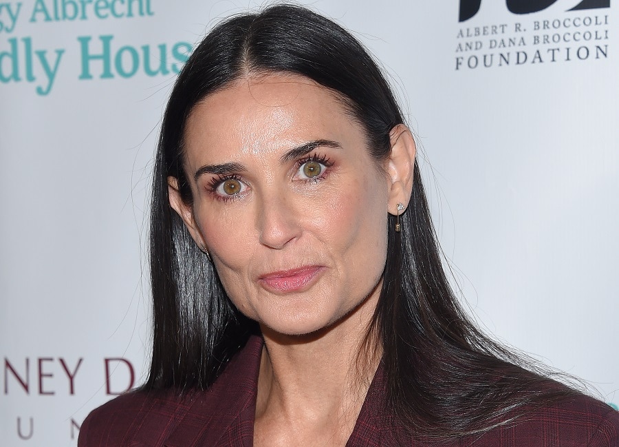 Actress Demi Moore with Straight Black Hair
