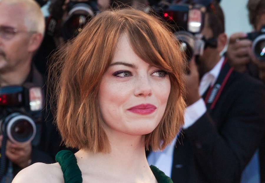 Actress Emma Stone with Short Red Hair