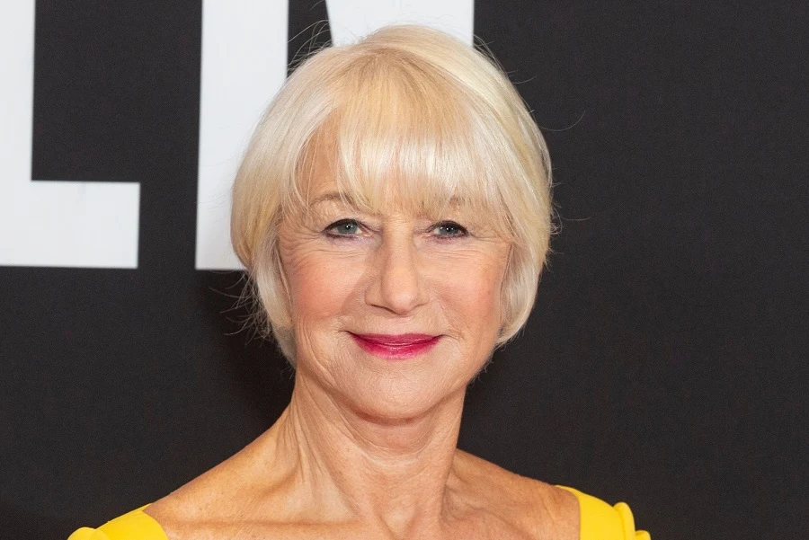 Actress Helen Mirren with Thin Hair