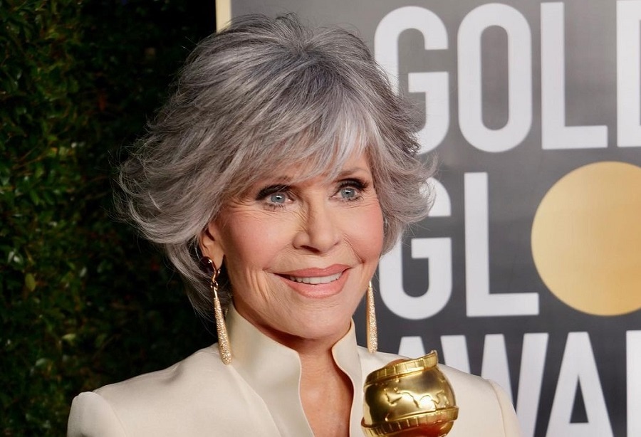 Actress Jane Fonda with Grey Hair