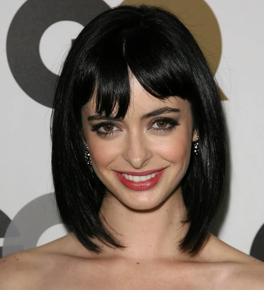 Actress Krysten Ritter with Long Black Bob