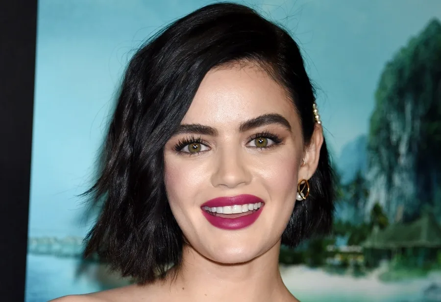 Actress Lucy Hale with Short Black Hair