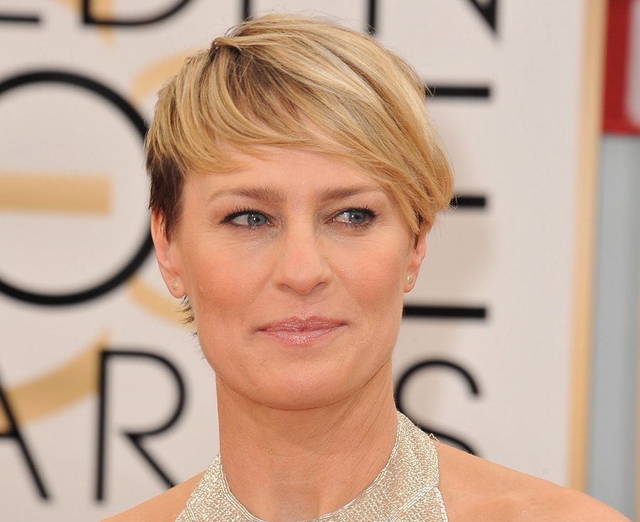 Actress Robin Wright Over 50 With Blonde Pixie