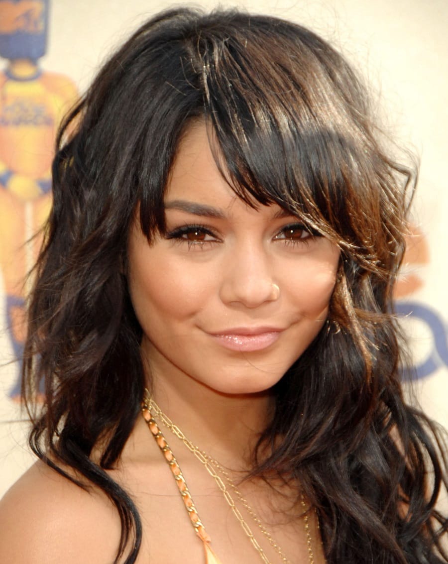 Actress Vanessa Hudgens with with Black Hair