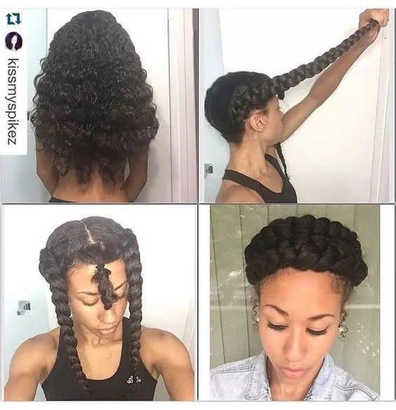 black hair braided weave