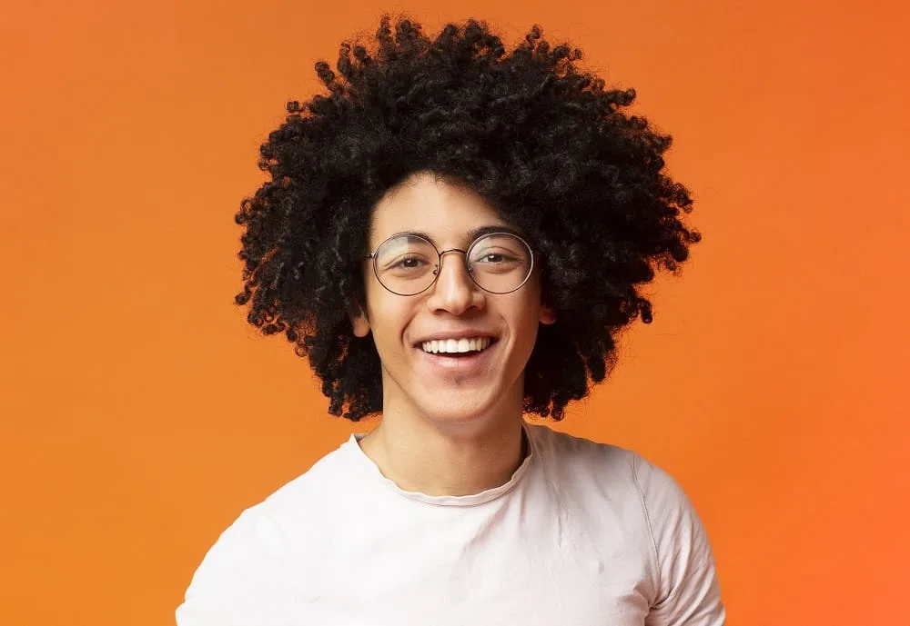 Afro hairstyle for men with glasses