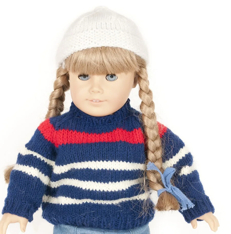 American girl doll braided pigtails with thick bangs