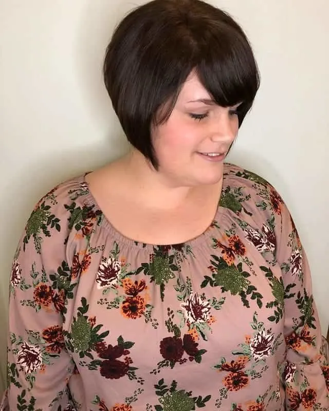  angled bob with bangs for round face 