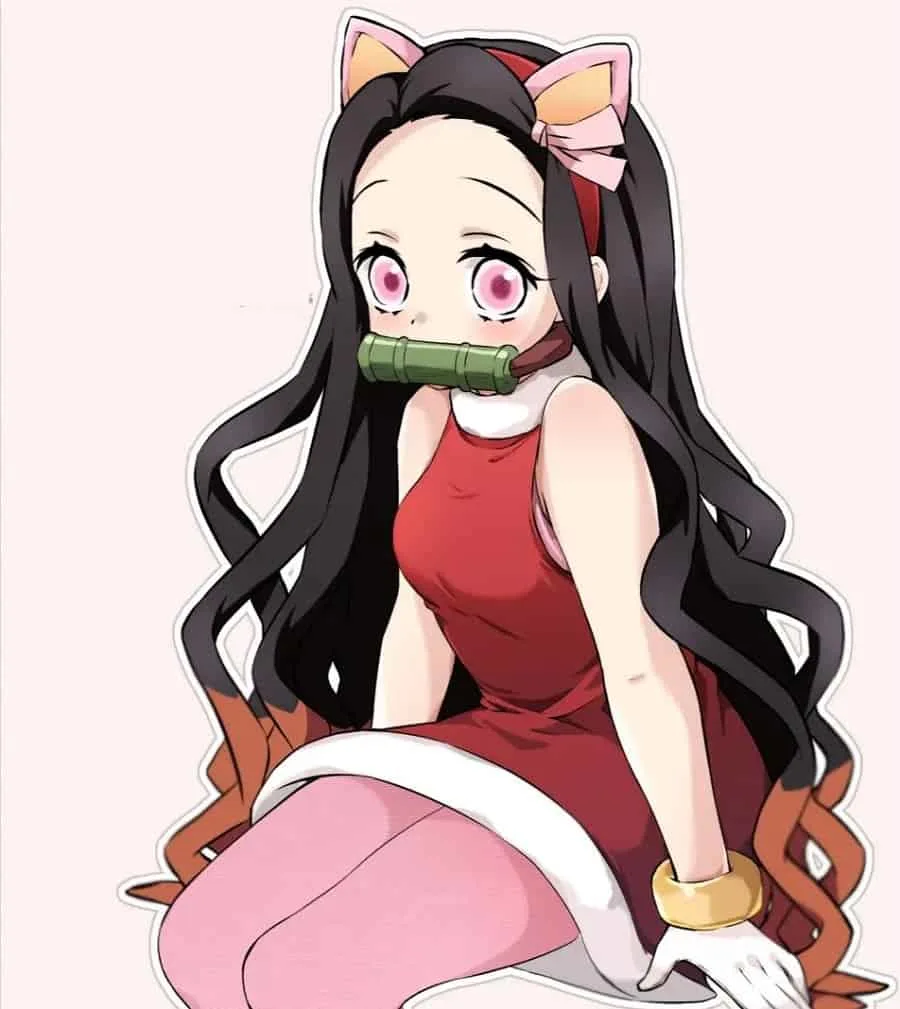 Anime Character Kamado Nezuko With Curly Hair