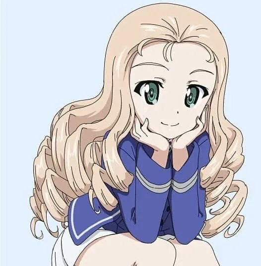 Curly hair anime woman