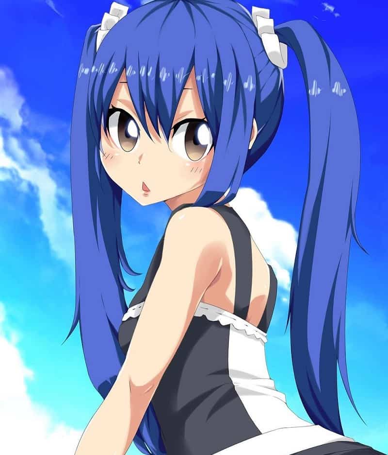 Anime Character Wendy Marvell with Dark Blue Pigtails