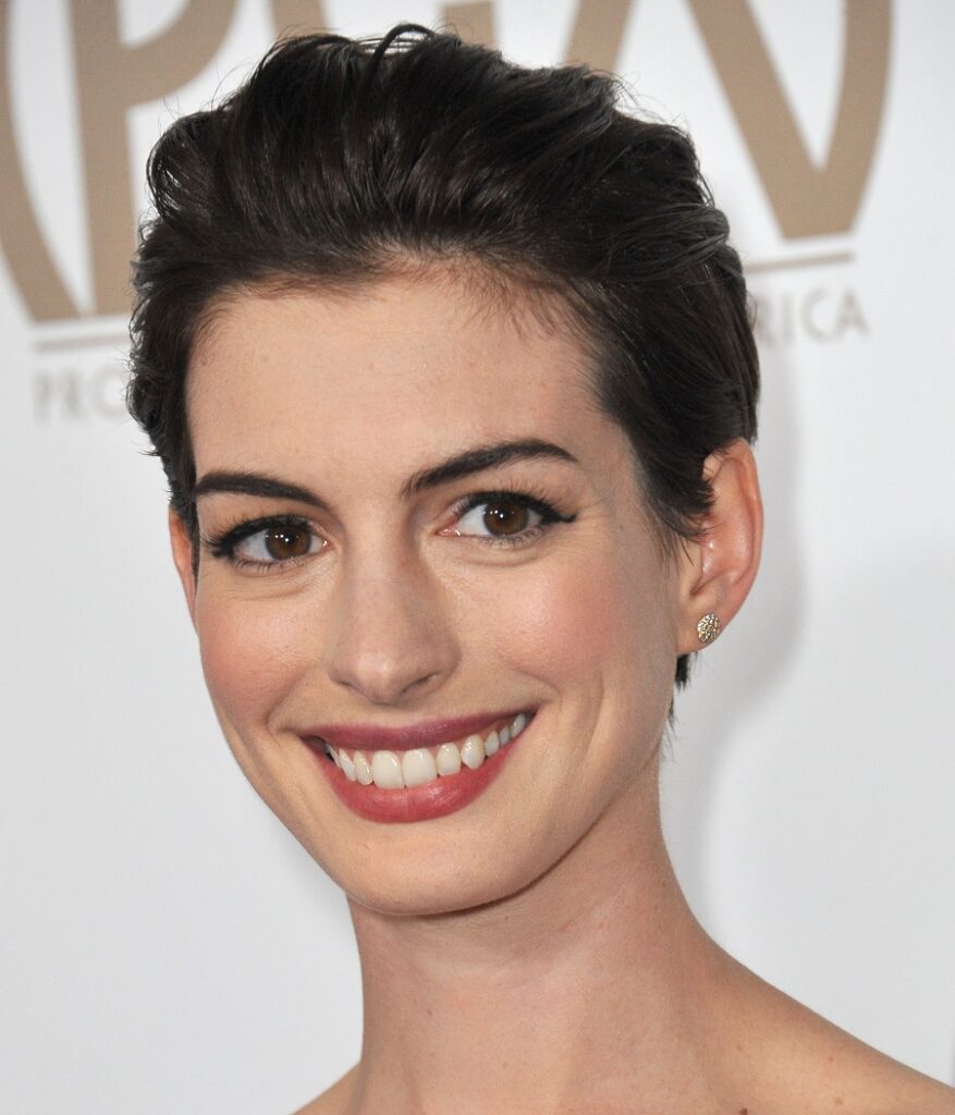 Anne Hathaway With Short Slick Back Hair