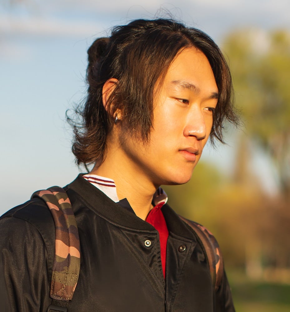 Asian Guy with Chin-Length Hair