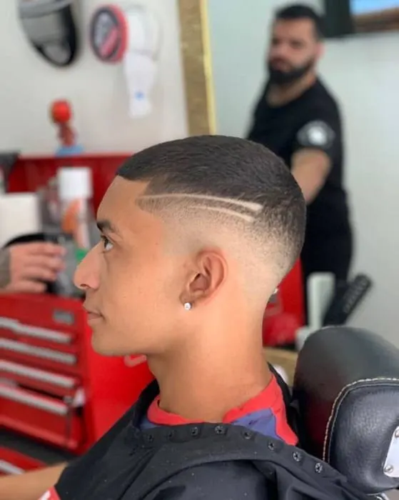 Asian buzz cut with design