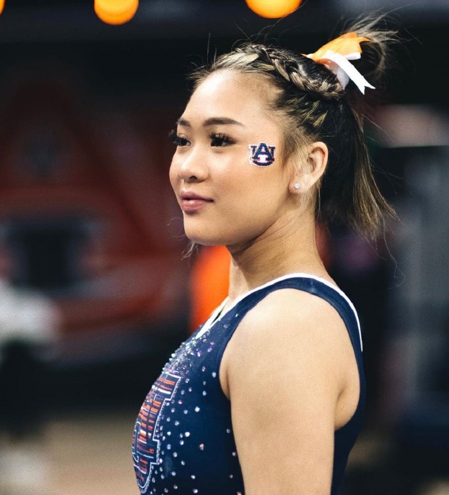 Asian female gymnast hairstyle