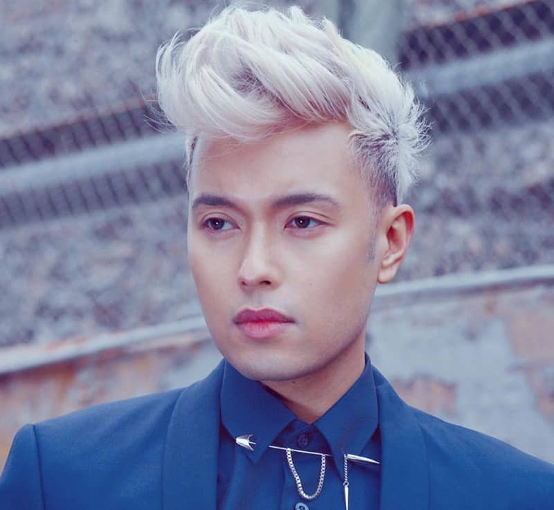 Asian guy with platinum blonde hair