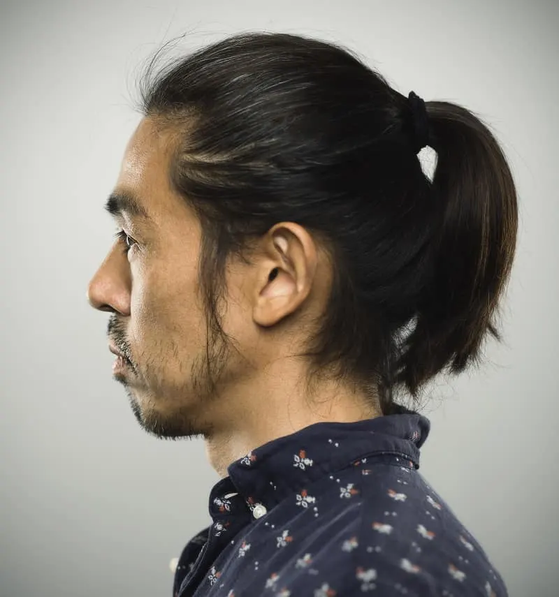 Asian guy with ponytail