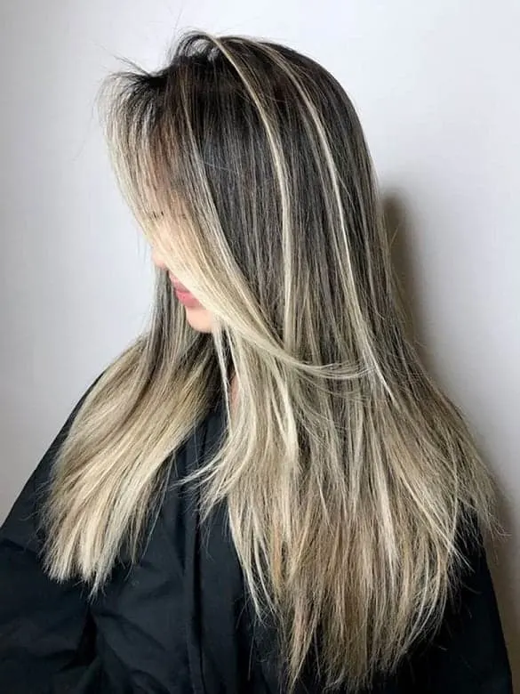 Asian hair with platinum highlights