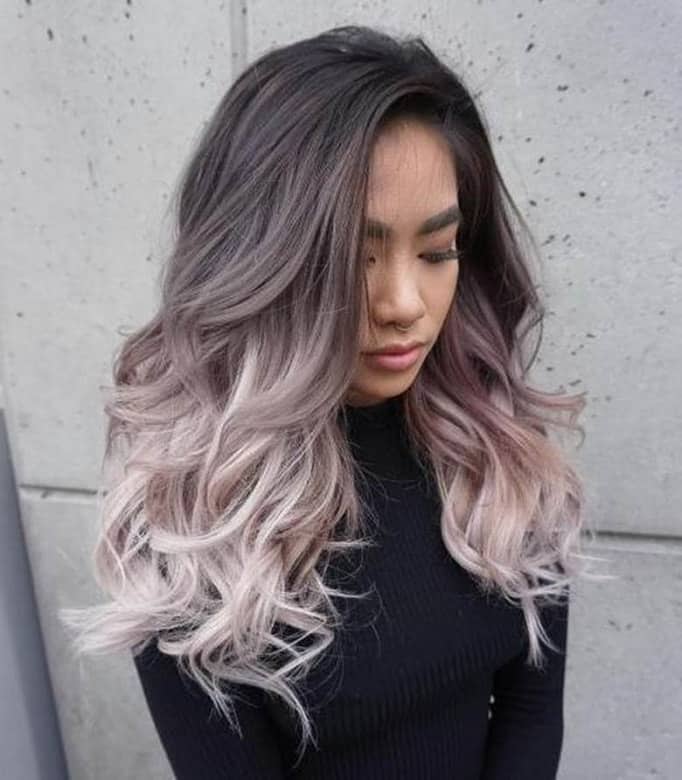 grey highlights on Asian hair