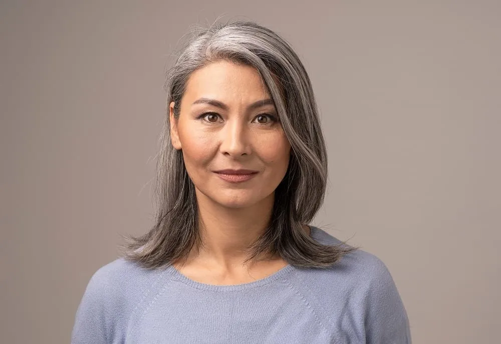 Asian older women with medium-length hair