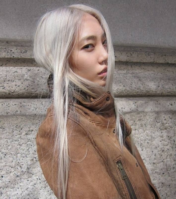 Asian platinum blonde hair