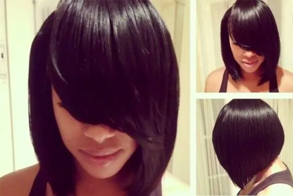 Asymmetrical Long Bob with Side Bangs