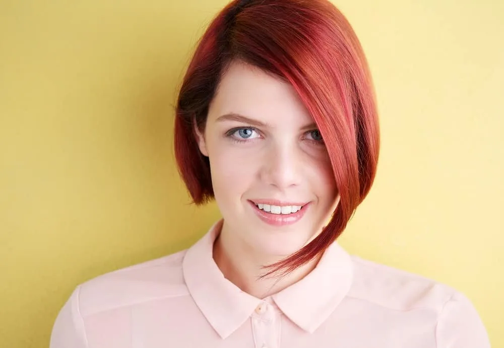 Asymmetrical red bob