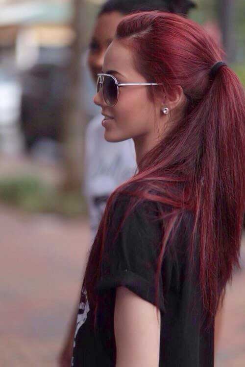 Nice Burgundy auburn red hairstyle