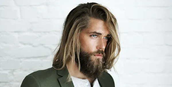 Back brown Hairstyle with long beard