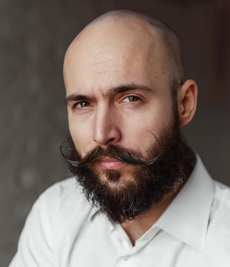 Bald men's hipster beard