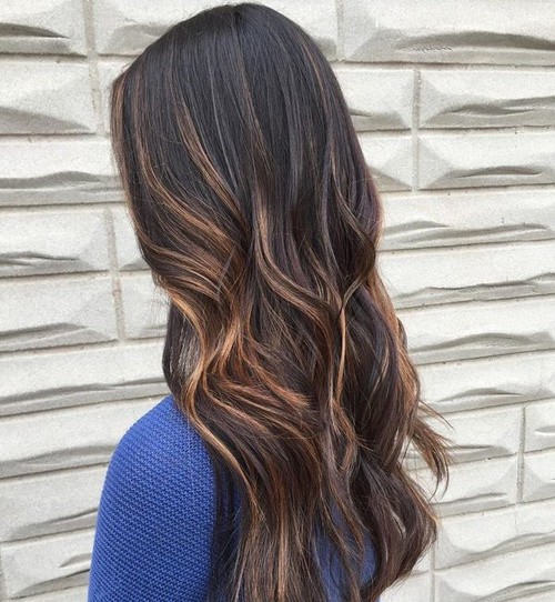 long black hair with blonde highlights
