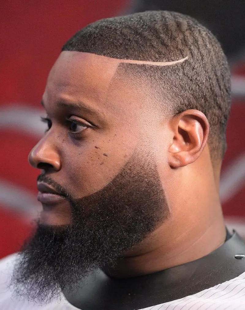 Black Men's High Taper Haircut with Beard
