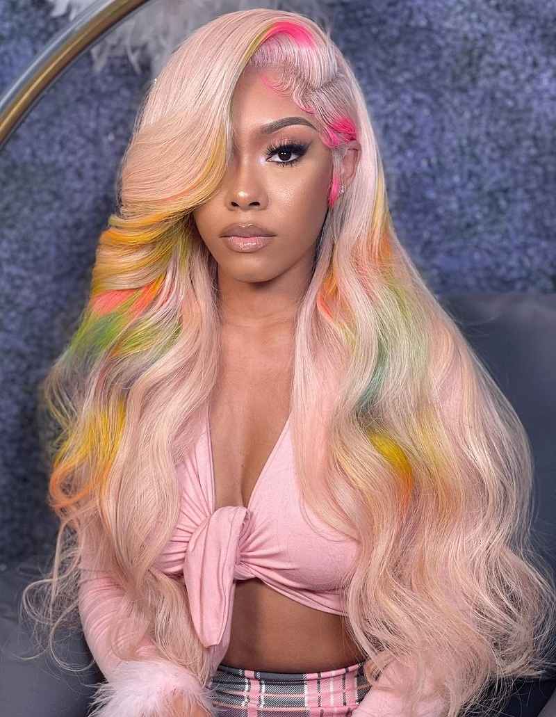 Black Women's Blonde Hair with Multi-Colored Highlights