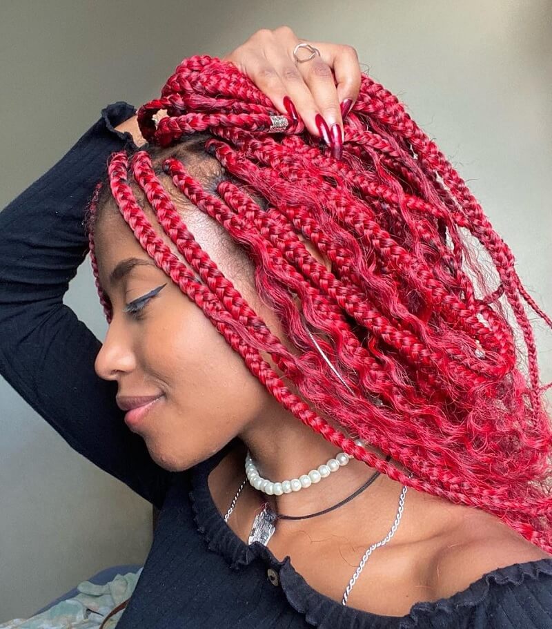 Black Women's Red Box Braids