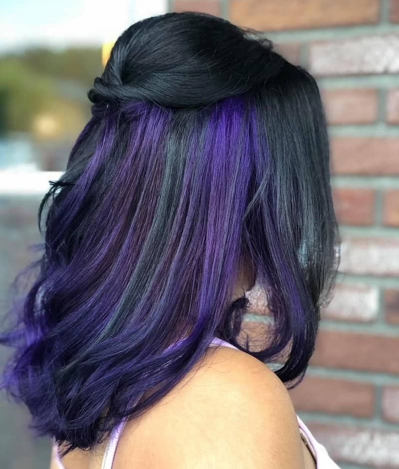 Black and Purple Half-up Hairstyle