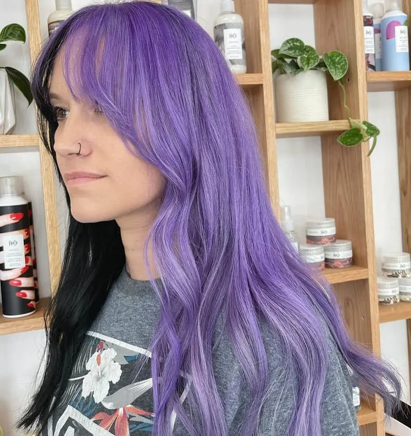 Black and Purple Split Hair